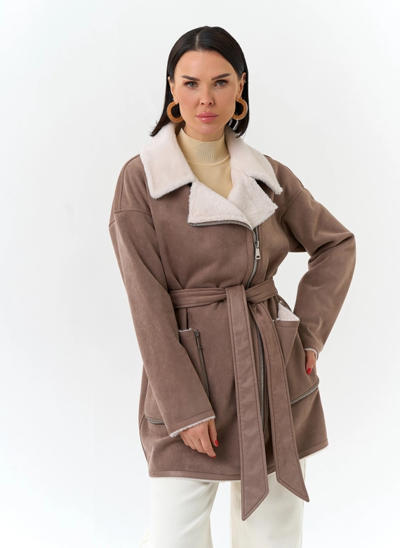 Женская дубленка из эко замши