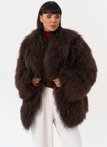 Женская шуба из меха ламы