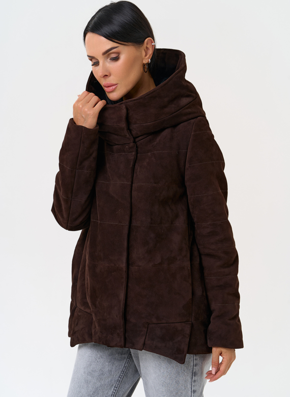 Куртка с капюшоном из натуральной замши