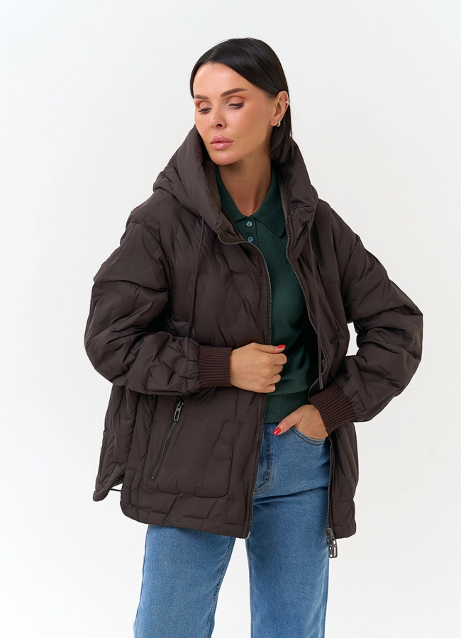 Женская двухстороняя куртка с капюшоном модель № 34115 универмаг малина фото