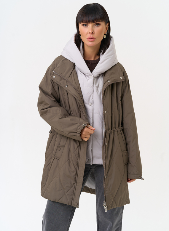 Женская удлиненная куртка со съемным капюшоном