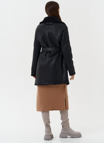 Женская двухсторонняя дубленка из эко кожи