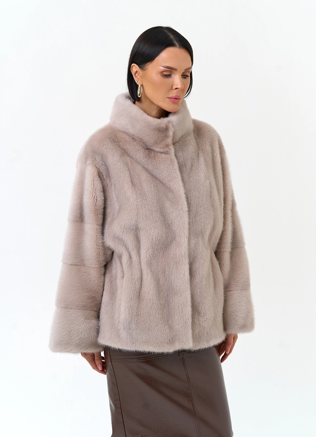Шуба из меха норки с воротником стойкой модель № 34292 универмаг малина фото