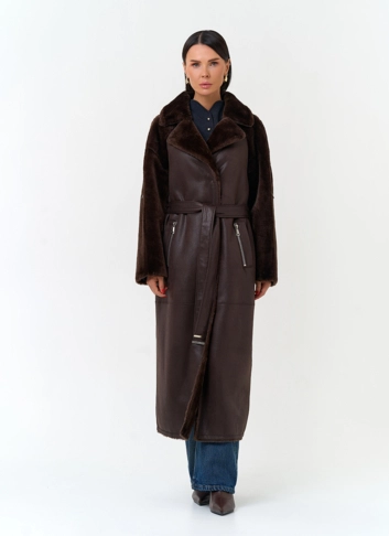 Женская дубленка из эко замши фото