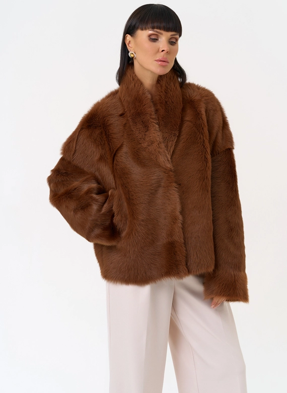 Яркая натуральная дубленка