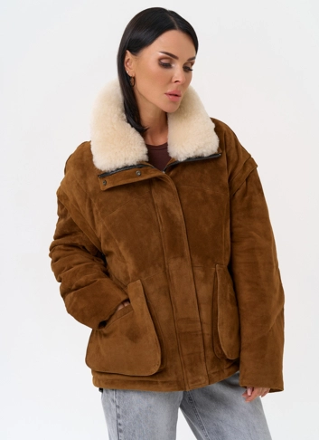 Пуховик - трансформер из натуральной замши