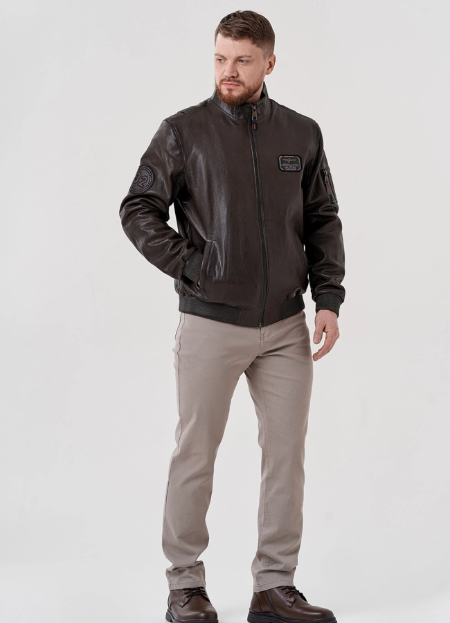 Мужская куртка из натуральной кожи  модель № 24393 в рассрочку