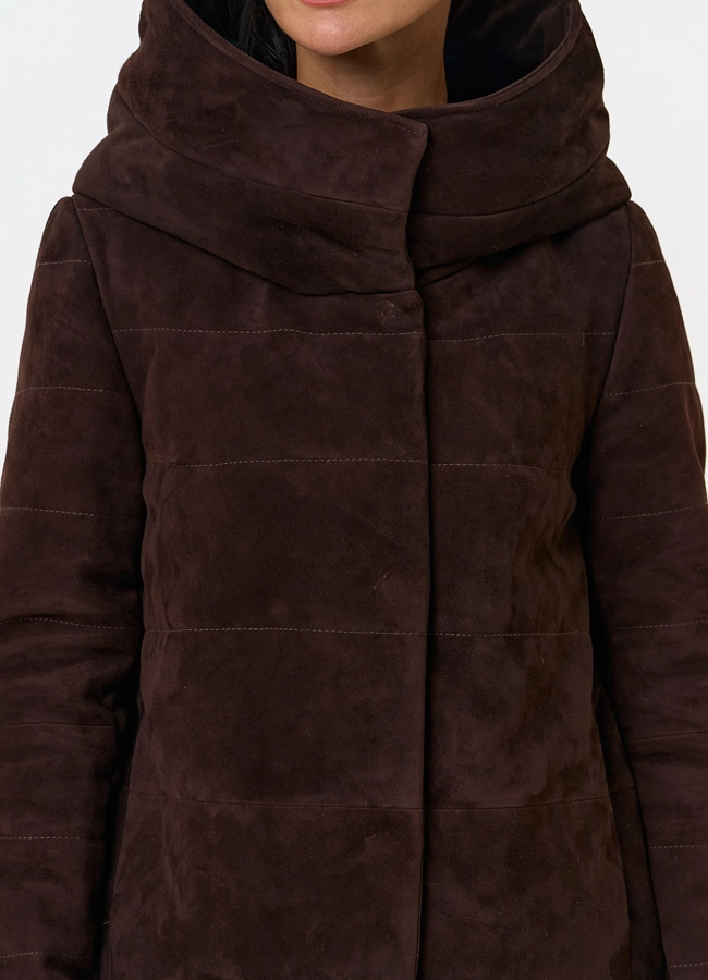 Куртка с капюшоном из натуральной замши модель № 31364 в рассрочку