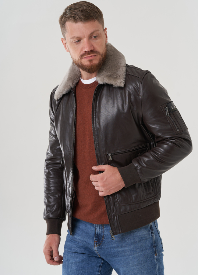 фото Мужская куртка из натуральной кожи  модель № 81840