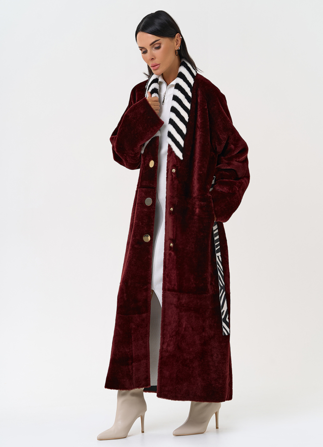 Двусторонняя женская дубленка из овчины SATINO модель № 31398 универмаг малина