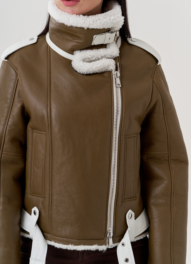 Женская дубленка пилот  модель № 79597 универмаг малина