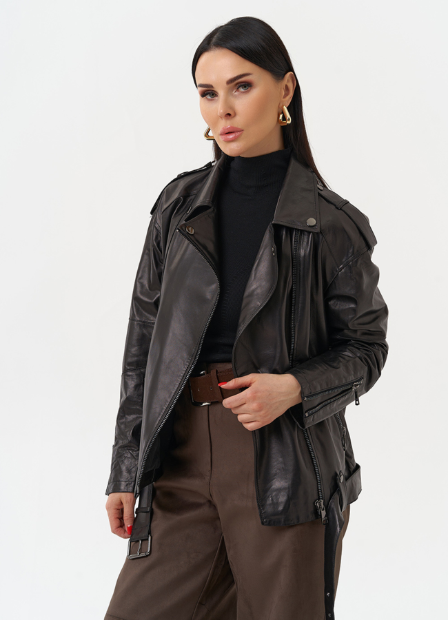 Женская куртка-косуха из натуральной кожи модель № 22341 универмаг малина