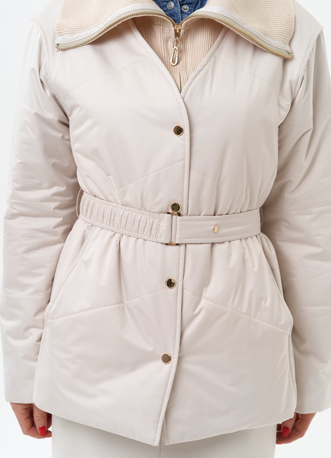 Женская утепленная куртка с поясом модель № 30053 универмаг малина