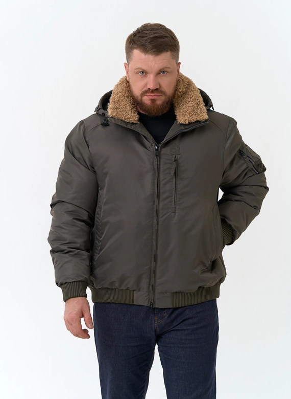 Мужская куртка бомбер с капюшоном фото