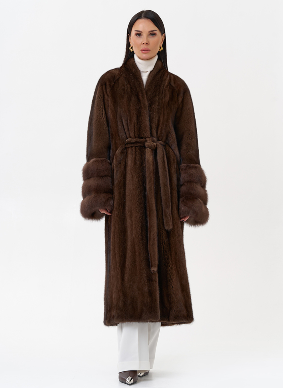 Шуба из скандинавской норки с куницей