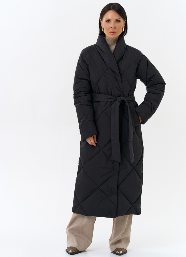 Женский пуховик с воротником шаль модель № 31740 меха малина