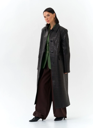 Женский плащ из натуральной кожи  фото