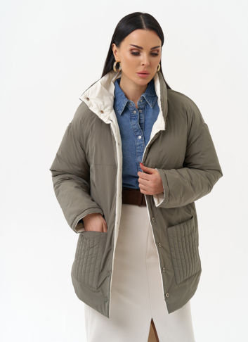 Женская двухсторонняя куртка с воротником стойкой