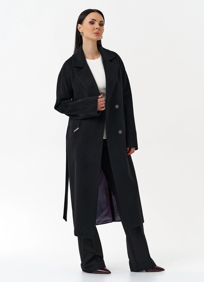 Длинное женское пальто с английским воротником модель № 21307 универмаг малина