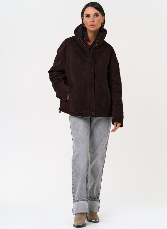 Куртка -пуховик из натуральной замши