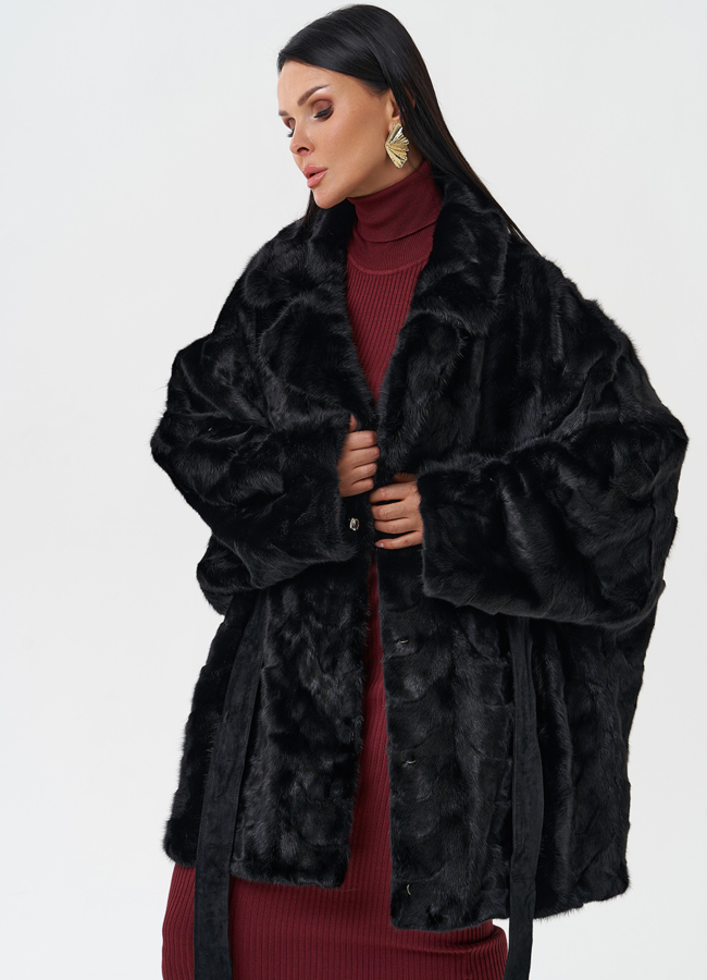 Шуба из меха норки с английским воротником модель № 28587 универмаг малина